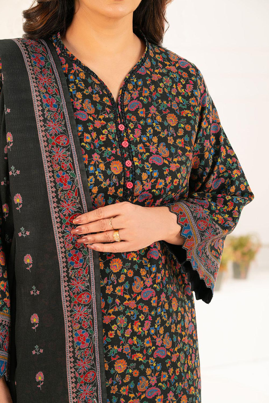 3 Piece Printed Khaddar Suit with Dupatta