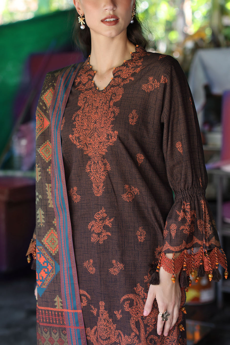3 Piece Printed Khaddar Suit with Printed Khaddar Dupatta