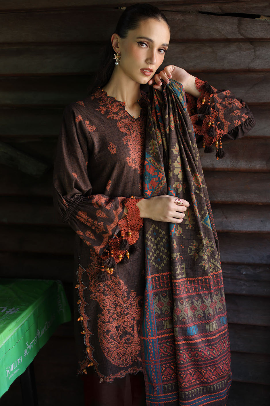 3 Piece Printed Khaddar Suit with Printed Khaddar Dupatta