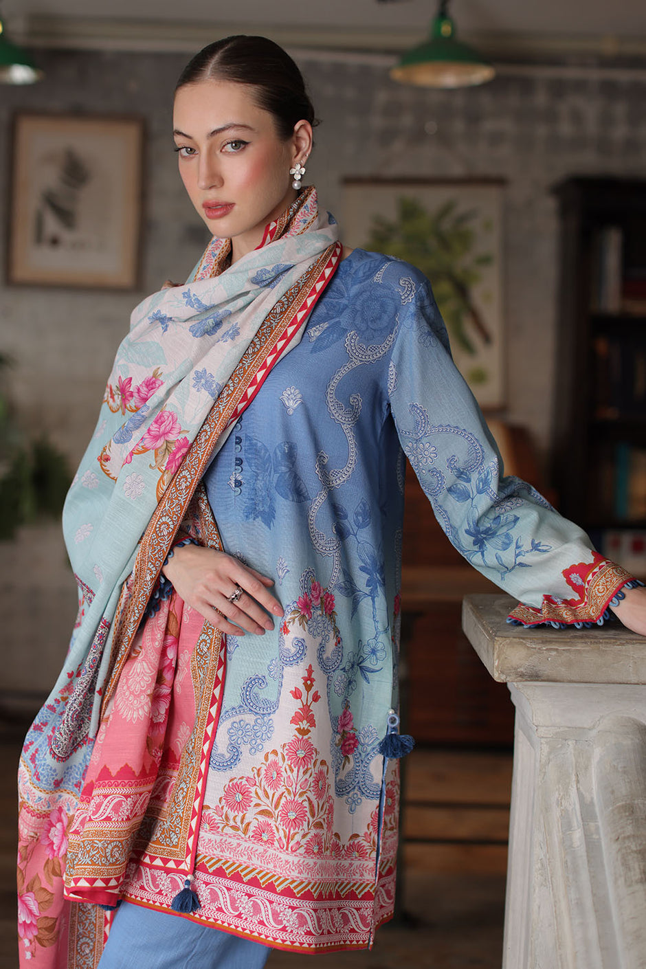 3 Piece Printed Khaddar Suit