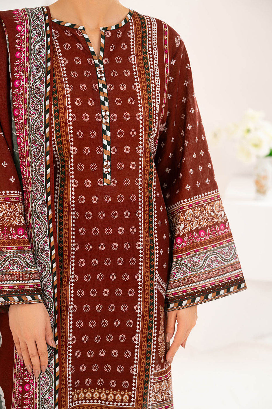 3 Piece Printed Khaddar Suit with Dupatta