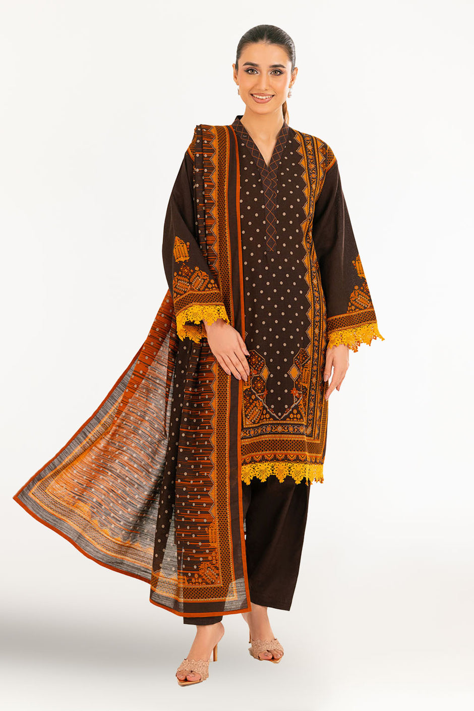 3 Piece Printed Khaddar Suit with Dupatta WNS-52025