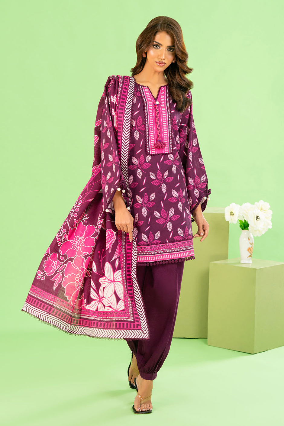 3 Piece Printed Khaddar Suit with Dupatta