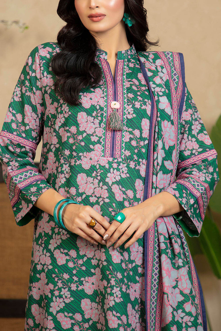 3 Piece Printed Khaddar Suit with Dupatta