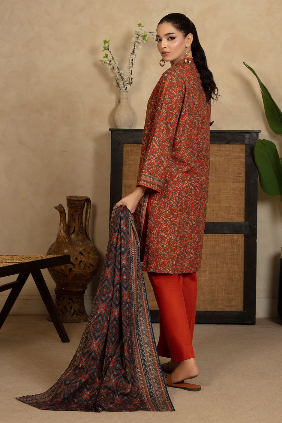 3 Piece Printed Khaddar Suit with Dupatta