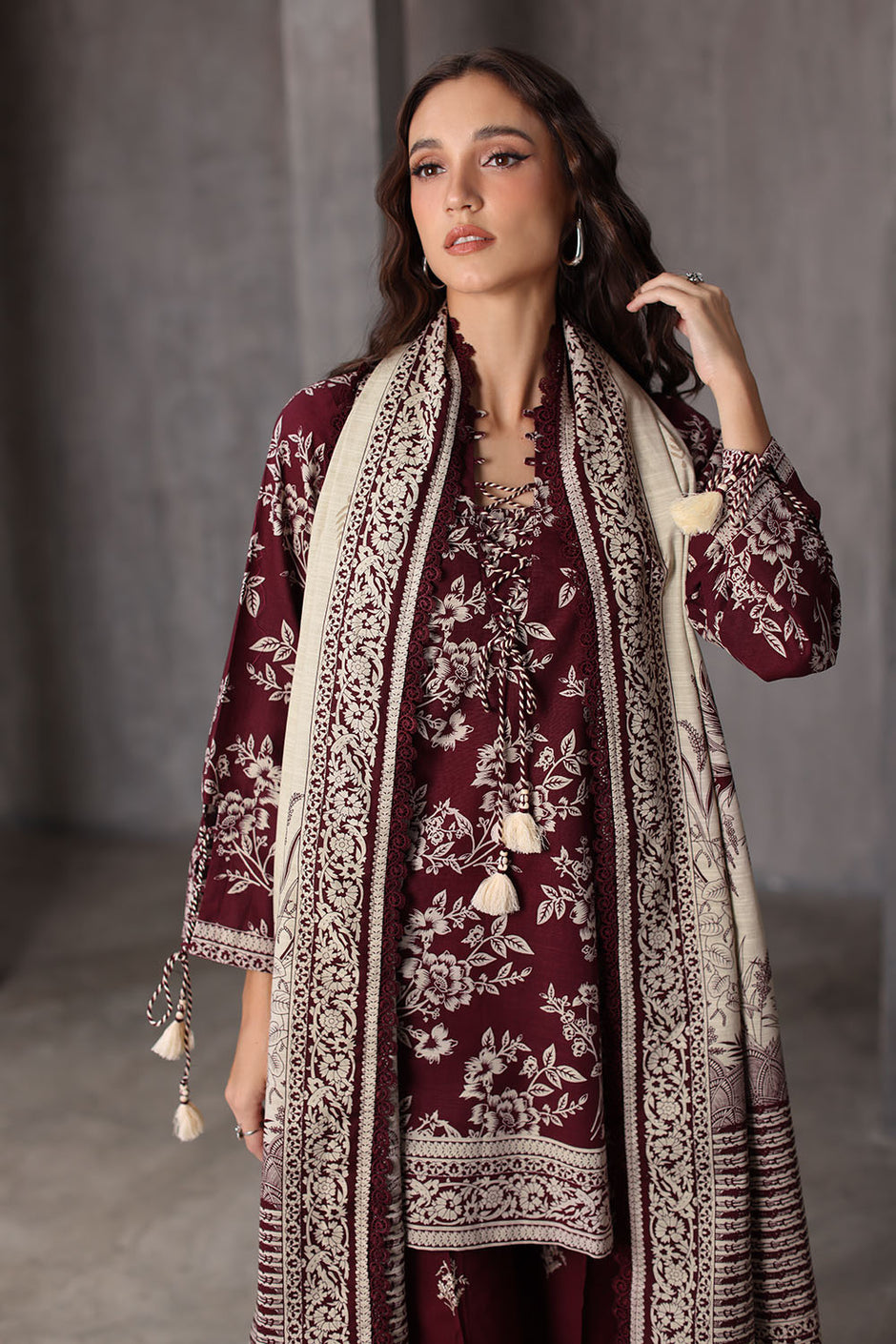 3 Piece Printed Khaddar Suit with Printed Khaddar Dupatta
