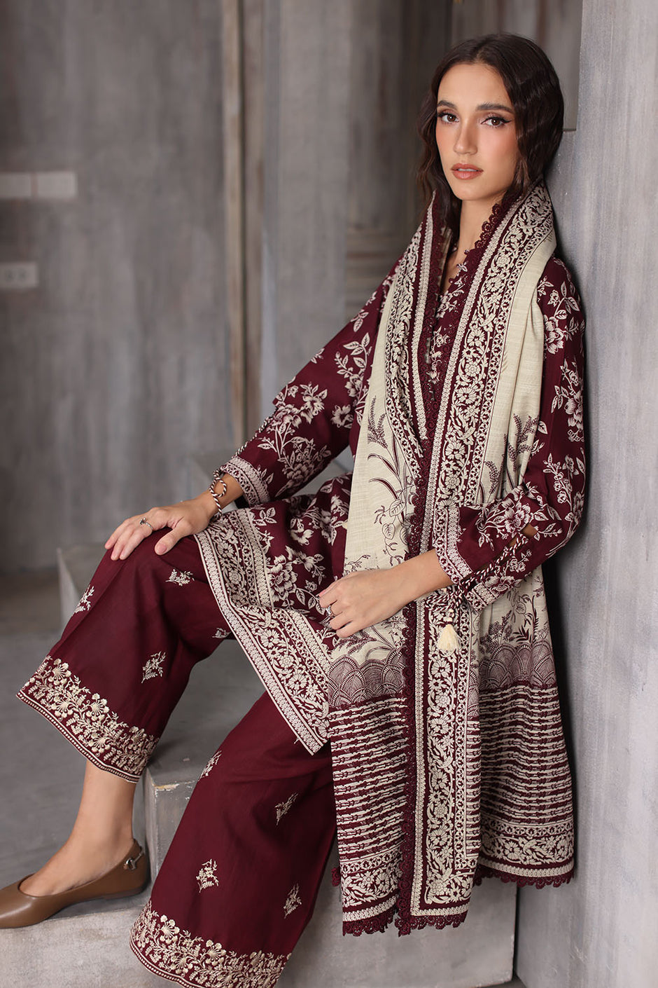 3 Piece Printed Khaddar Suit with Printed Khaddar Dupatta