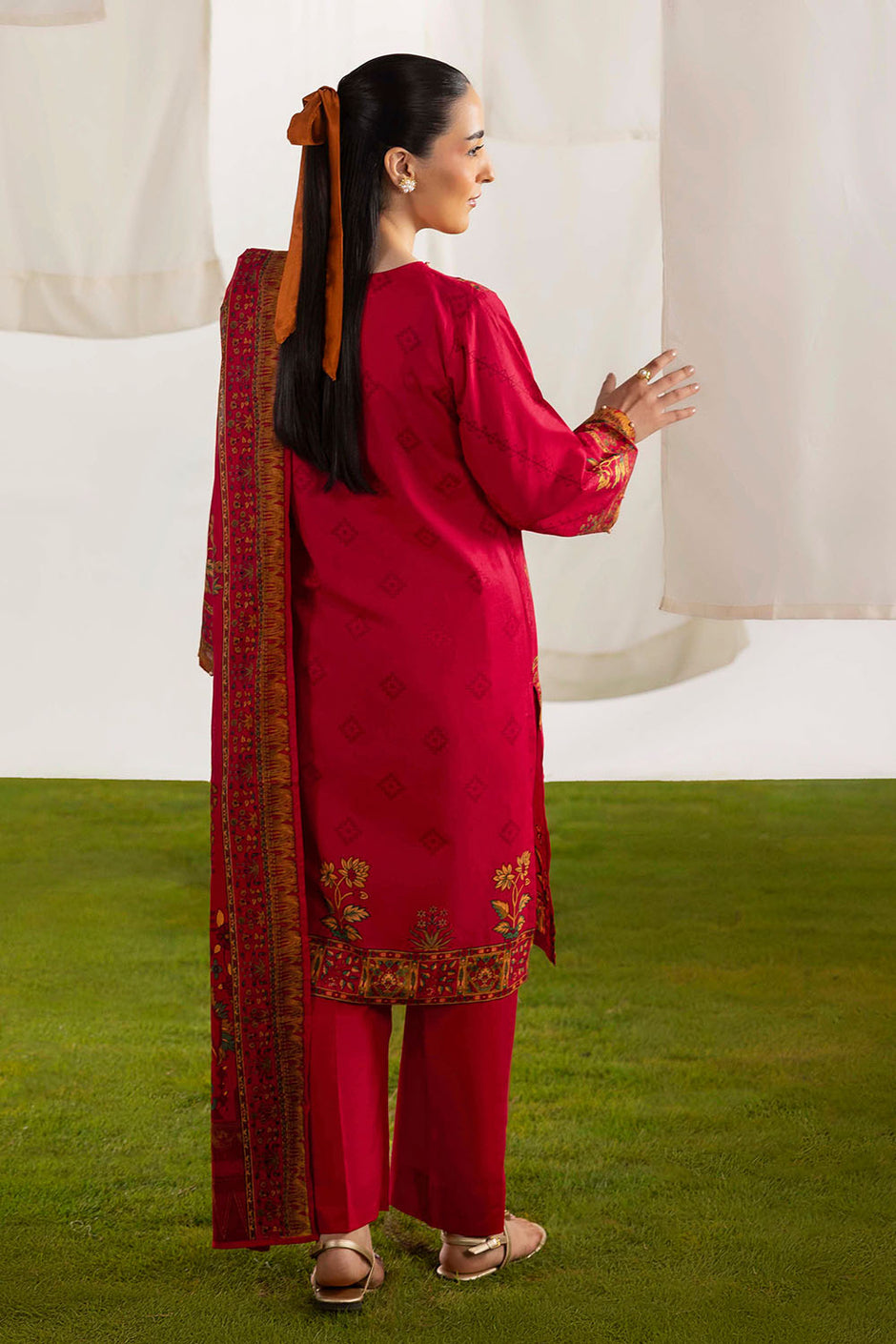 3 Piece Embroidered Printed Lawn Suit with Printed Lawn Dupatta