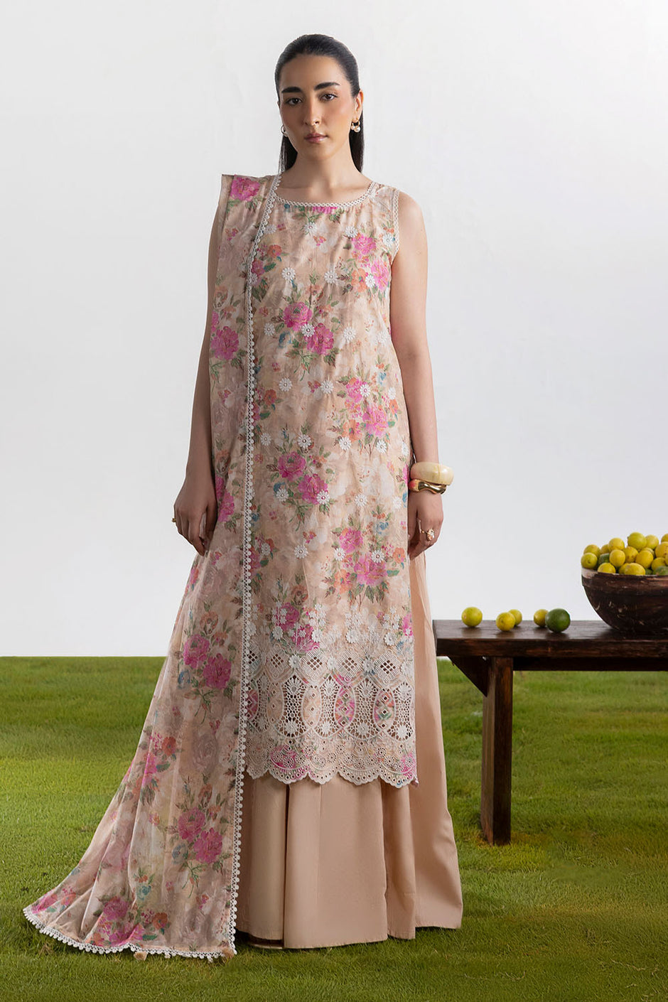 3 Piece Embroidered Printed Lawn Suit with Printed Lawn Dupatta