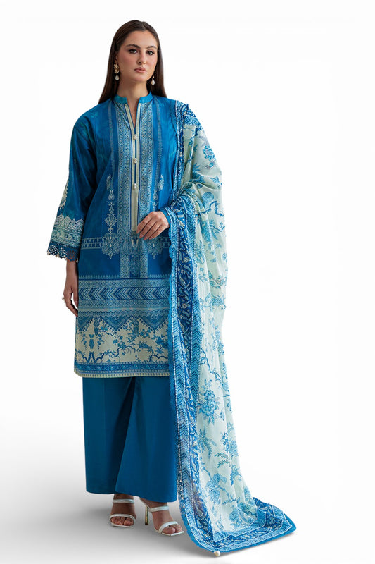3 Piece Printed Lawn Suit with Embroidered Sleeves CL-52074