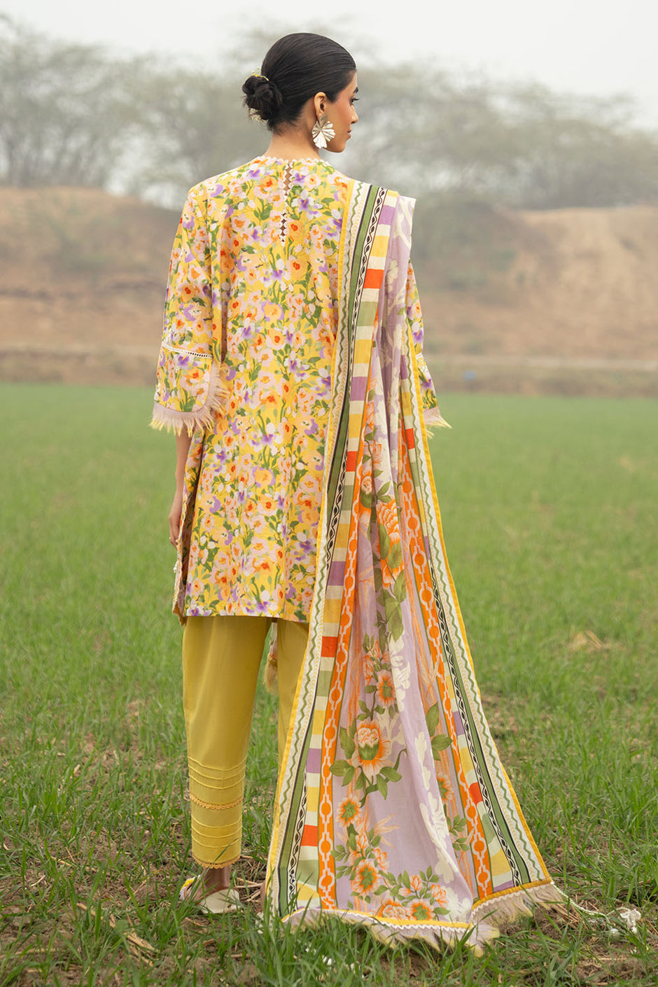 3 Piece Embroidered Printed Lawn Suit with Embroidered Neckline