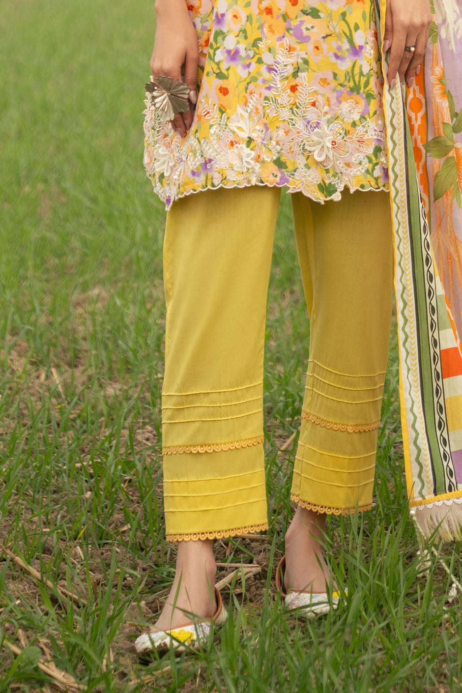 3 Piece Embroidered Printed Lawn Suit with Embroidered Neckline