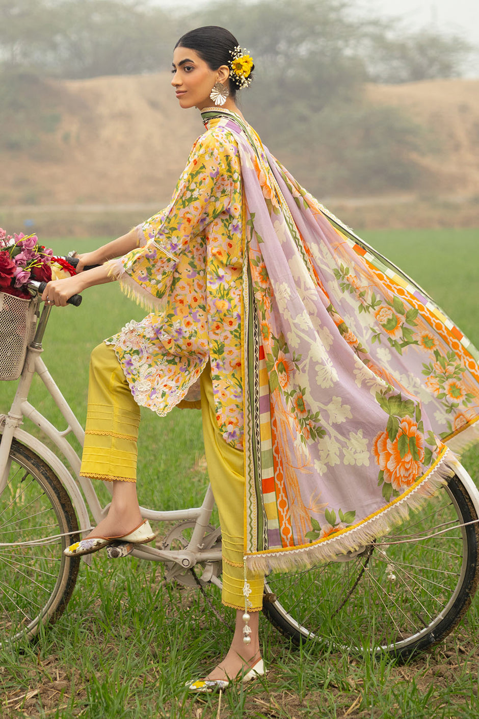 3 Piece Embroidered Printed Lawn Suit with Embroidered Neckline