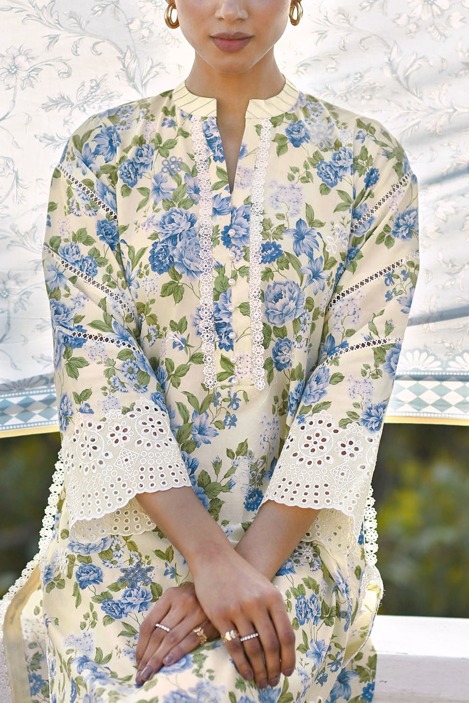3 Piece Embroidered Printed Lawn Suit with Border