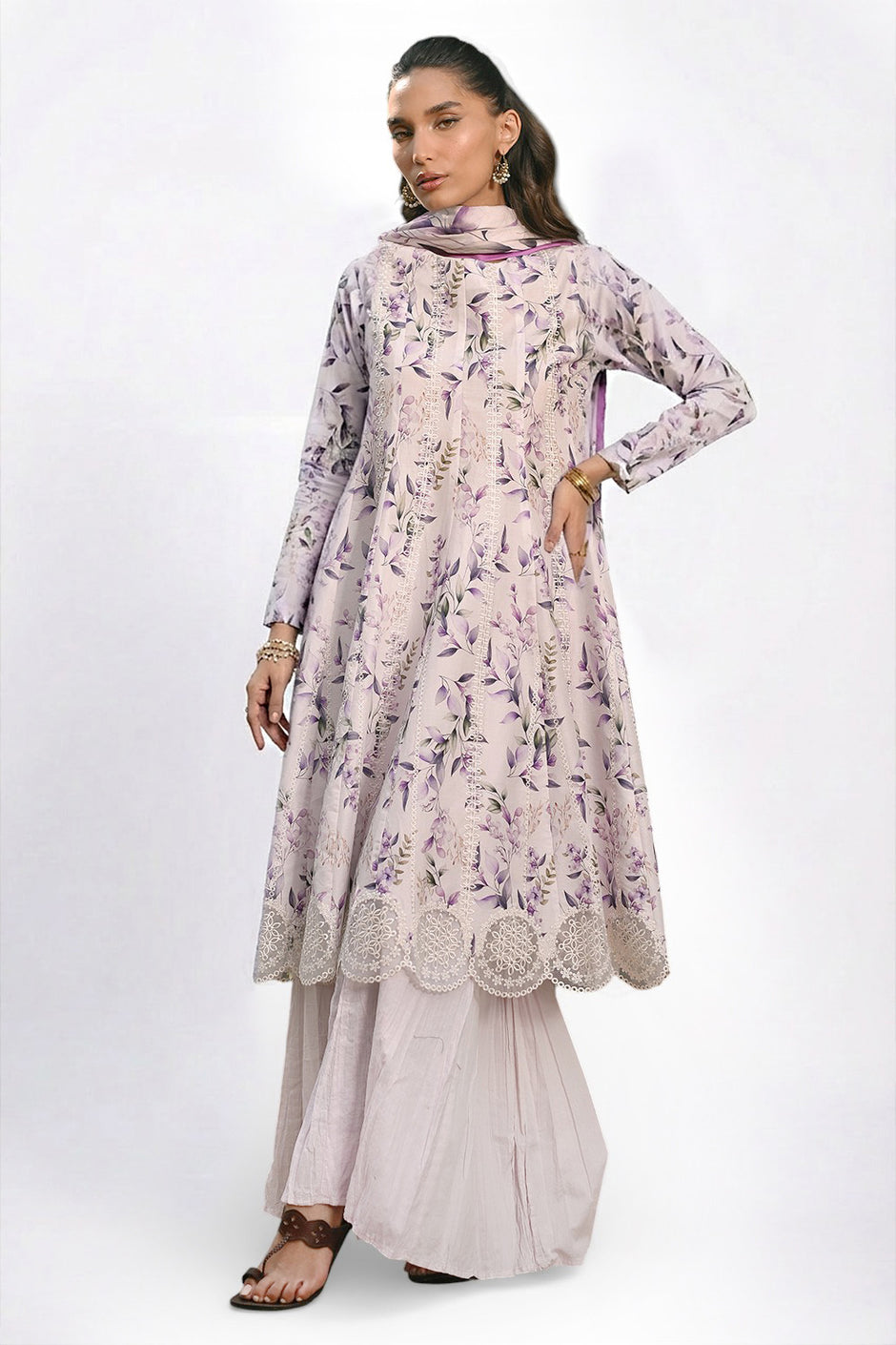3 Piece Embroidered Printed Lawn Suit with Border