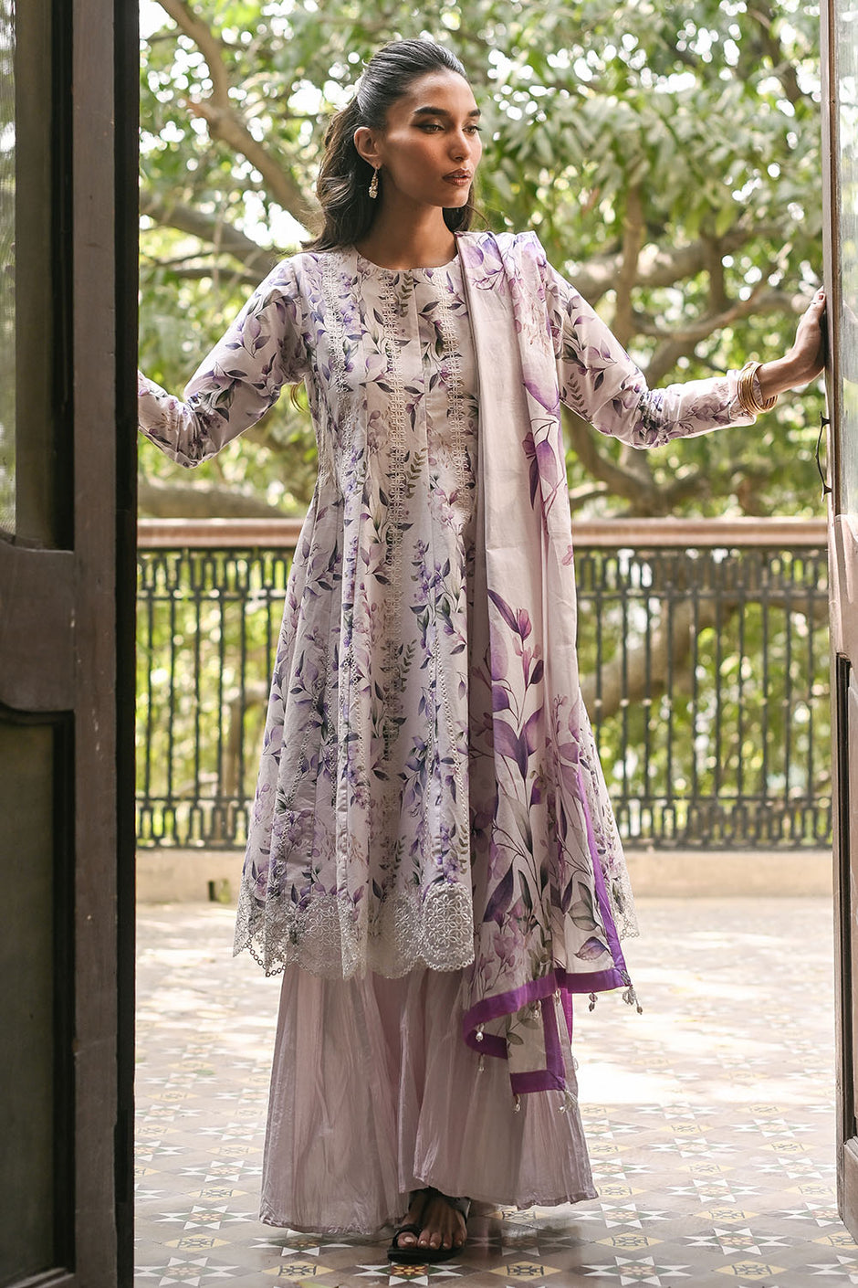 3 Piece Embroidered Printed Lawn Suit with Border