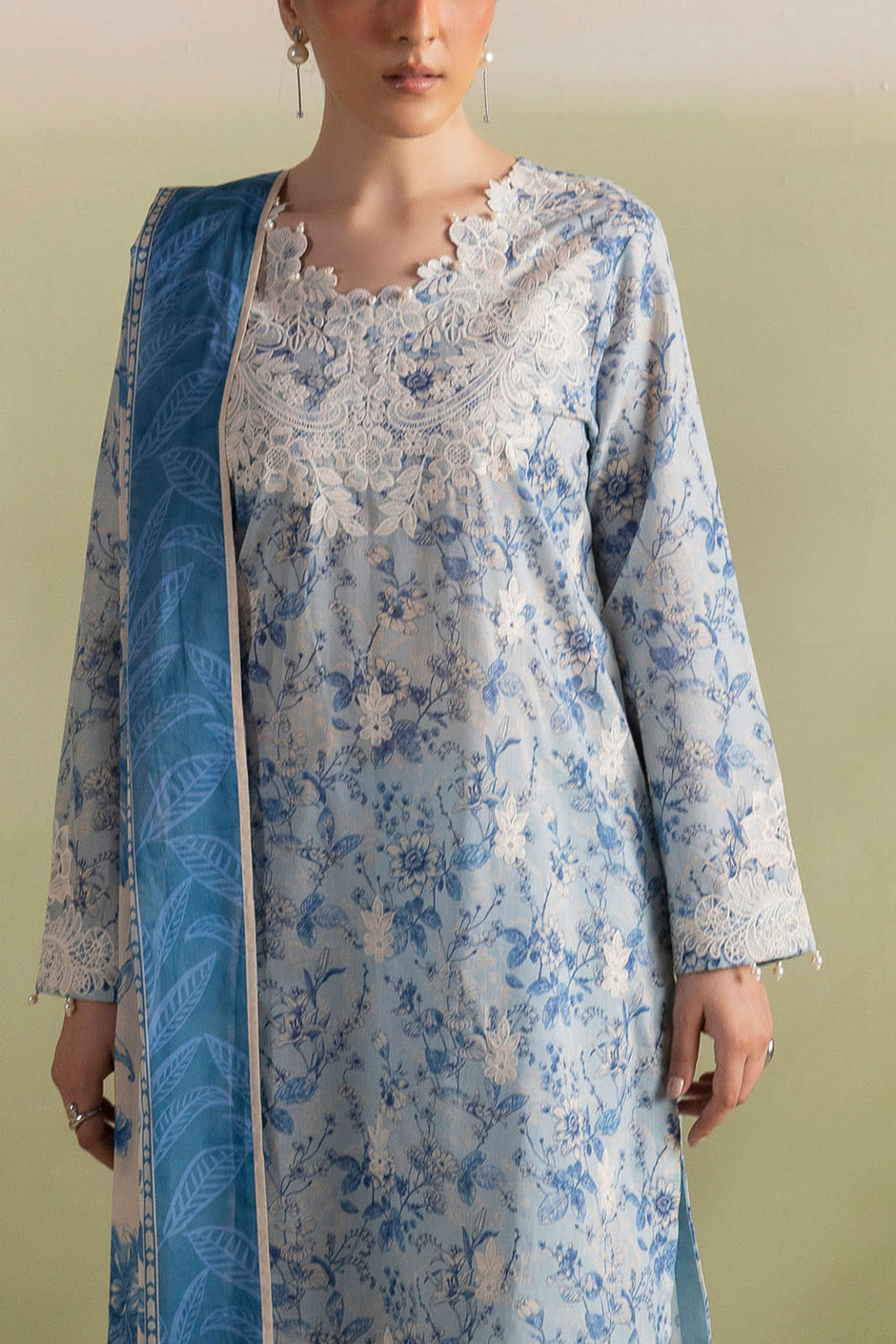3 Piece Embroidered Printed Lawn Suit with Printed Lawn Dupatta
