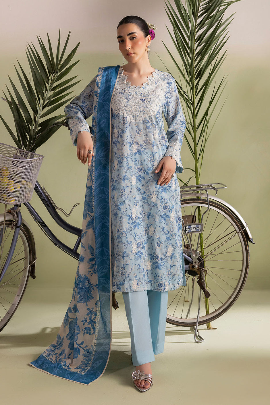 3 Piece Embroidered Printed Lawn Suit with Printed Lawn Dupatta