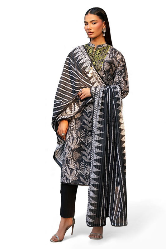 3 Piece Printed Lawn Suit with Embroidered Neckline SD-52198