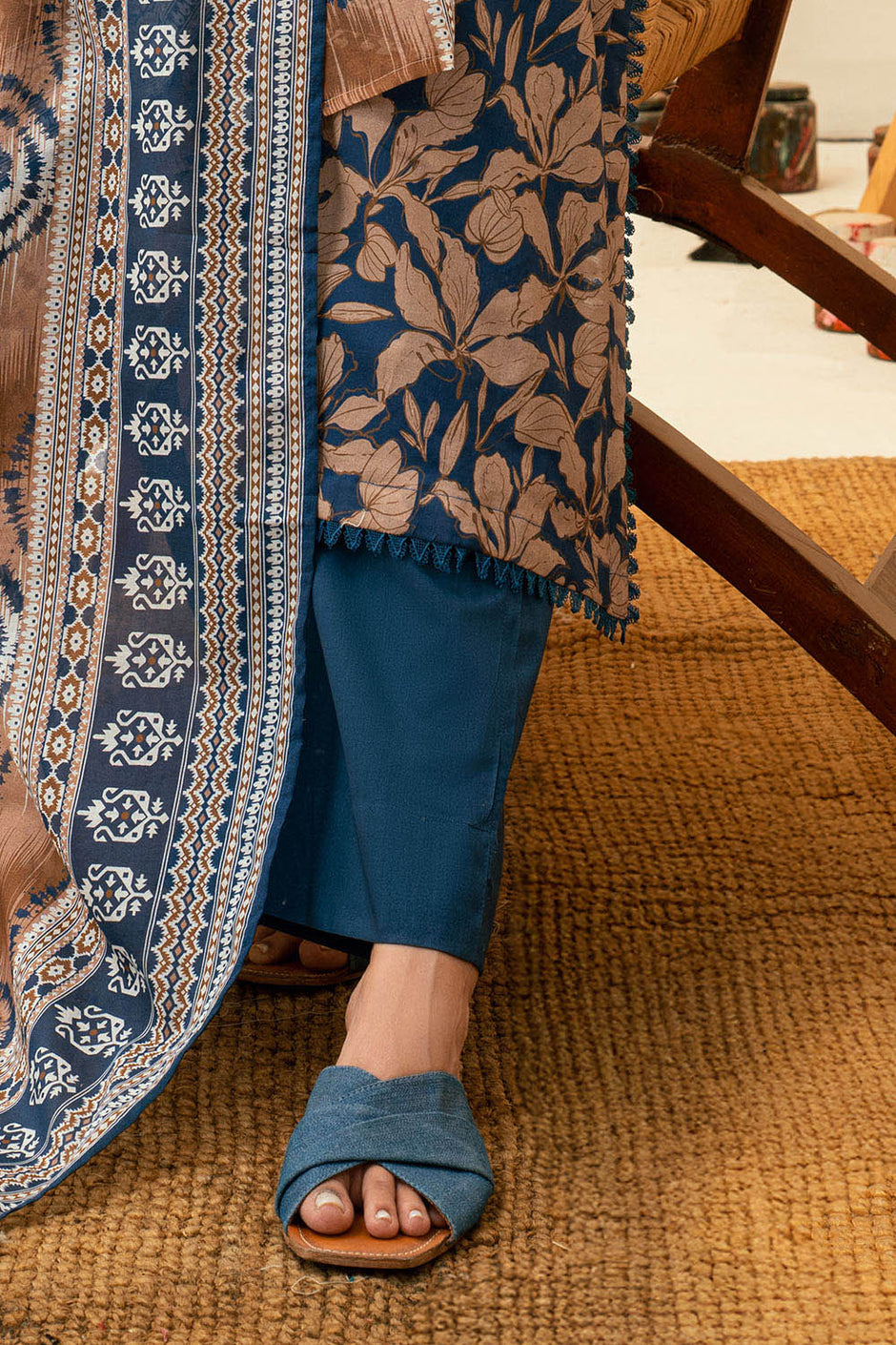 3 Piece Printed Lawn Suit with Embroidered Neckline