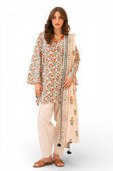 3 Piece Printed Lawn Suit with Embroidered Neckline SD-52203