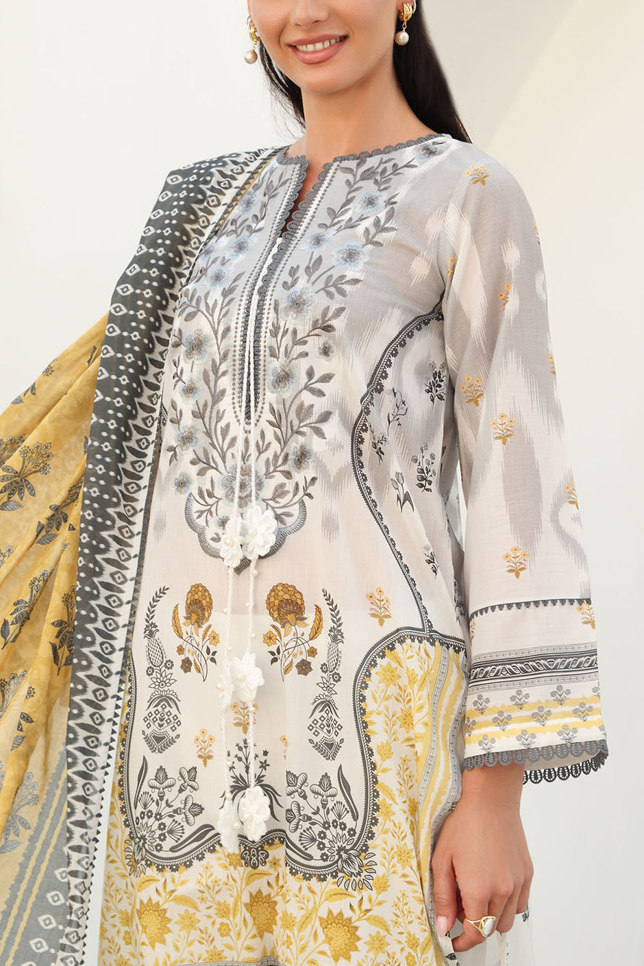3 Piece Embroidered Printed Lawn Suit with Printed Lawn Dupatta