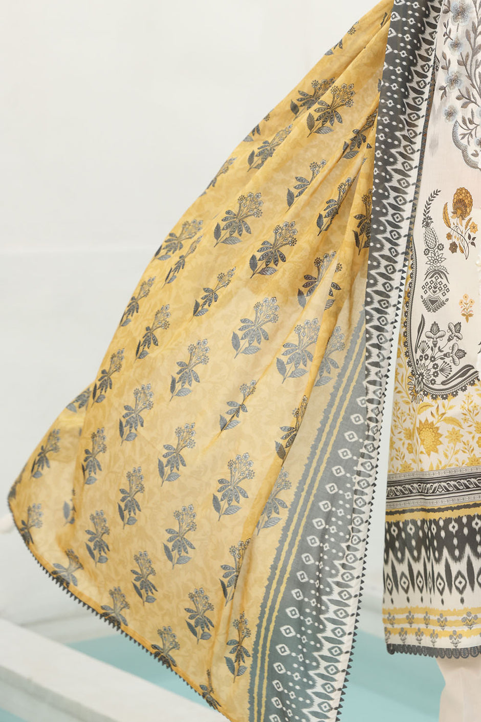 3 Piece Embroidered Printed Lawn Suit with Printed Lawn Dupatta
