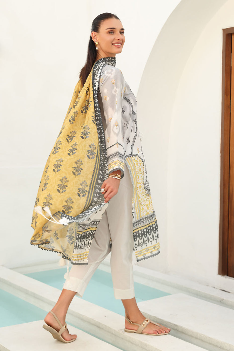 3 Piece Embroidered Printed Lawn Suit with Printed Lawn Dupatta