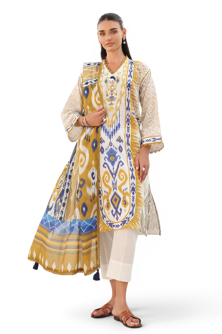 3 Piece Embroidered Printed Lawn Suit with Printed Lawn Dupatta