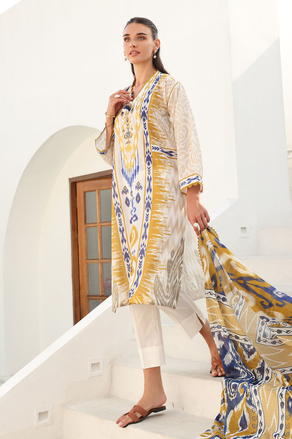 3 Piece Embroidered Printed Lawn Suit with Printed Lawn Dupatta