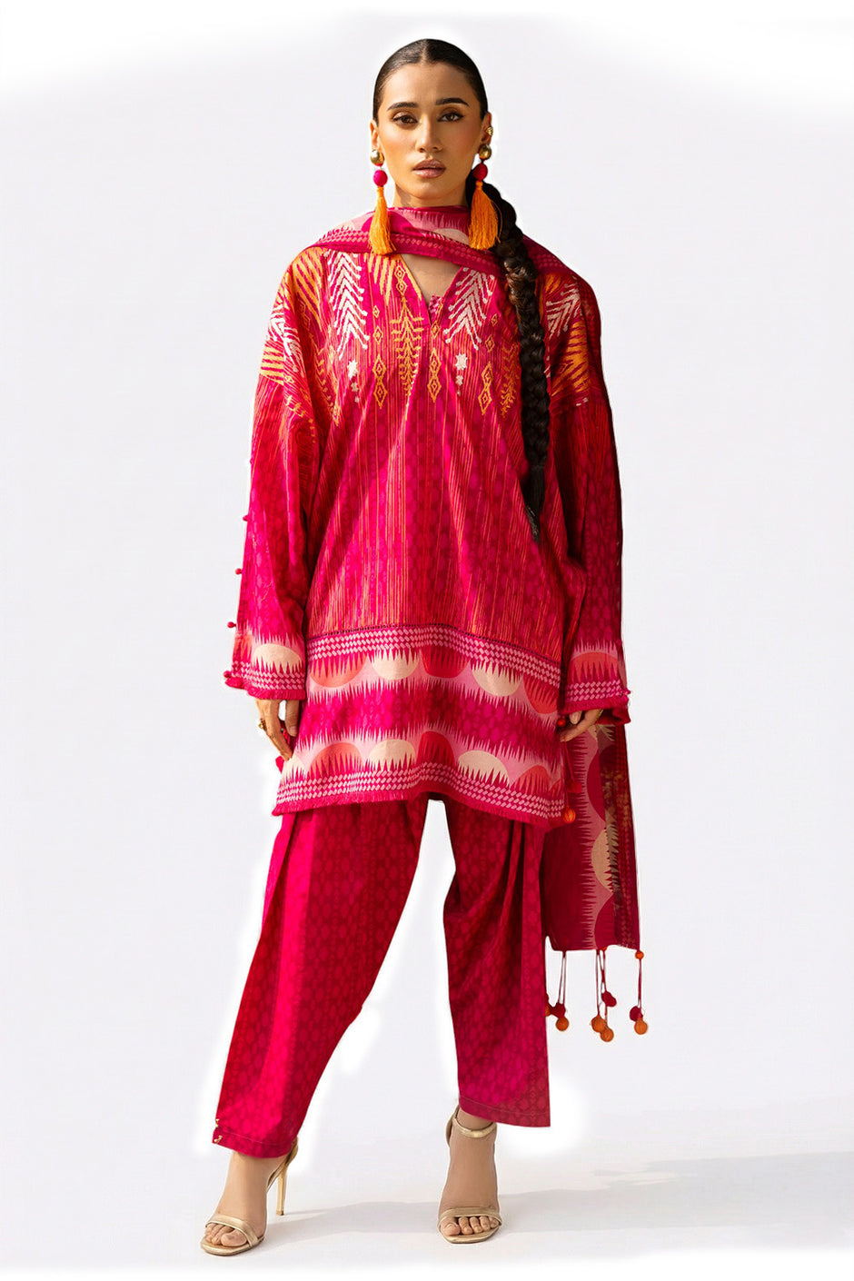 3 Piece Embroidered Printed Lawn Suit with Printed Trouser