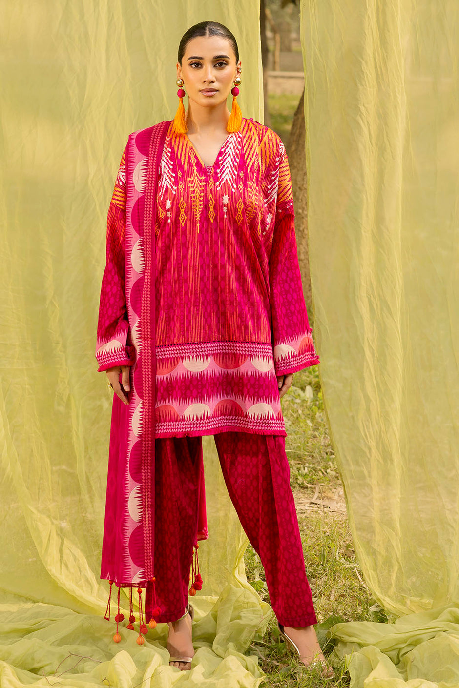 3 Piece Embroidered Printed Lawn Suit with Printed Trouser