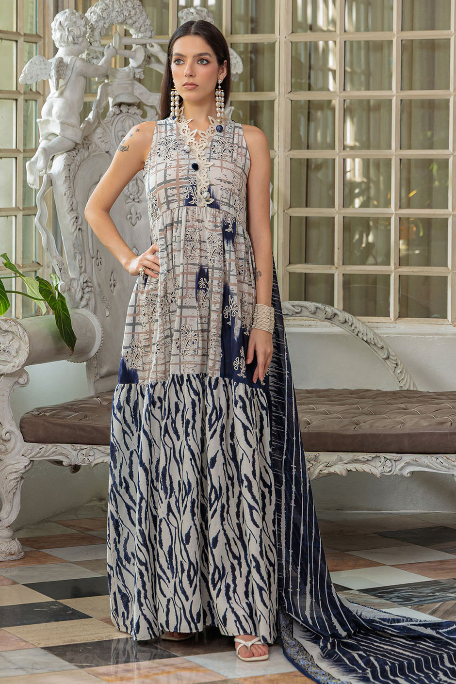3 Piece Embroidered Printed Lawn Suit with Printed Trouser