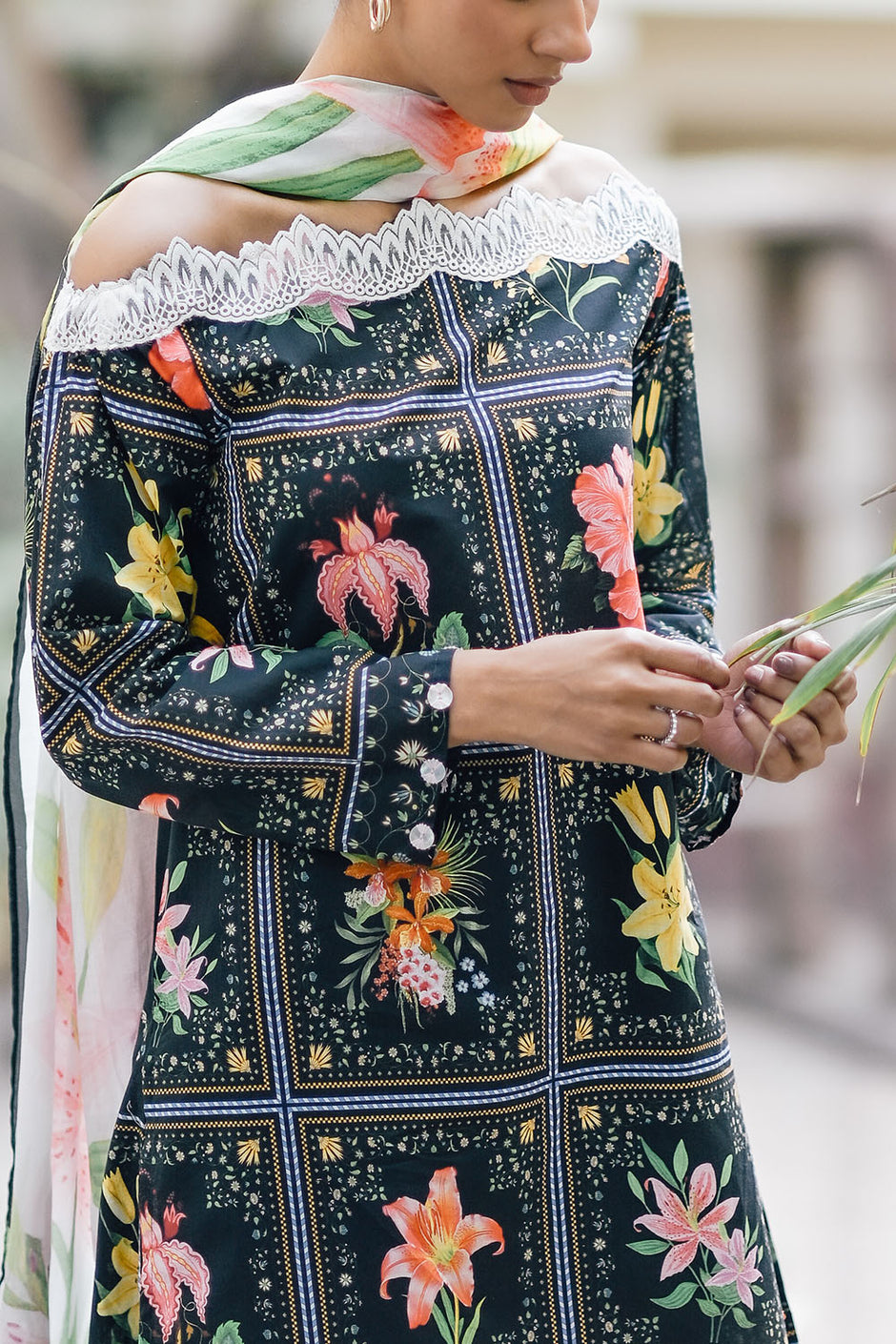 3 Piece Printed Lawn Suit with Embroidered Border