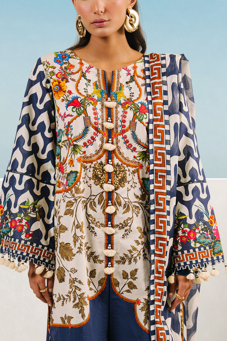 3 Piece Printed Cotton Suit with Printed Lawn Dupatta