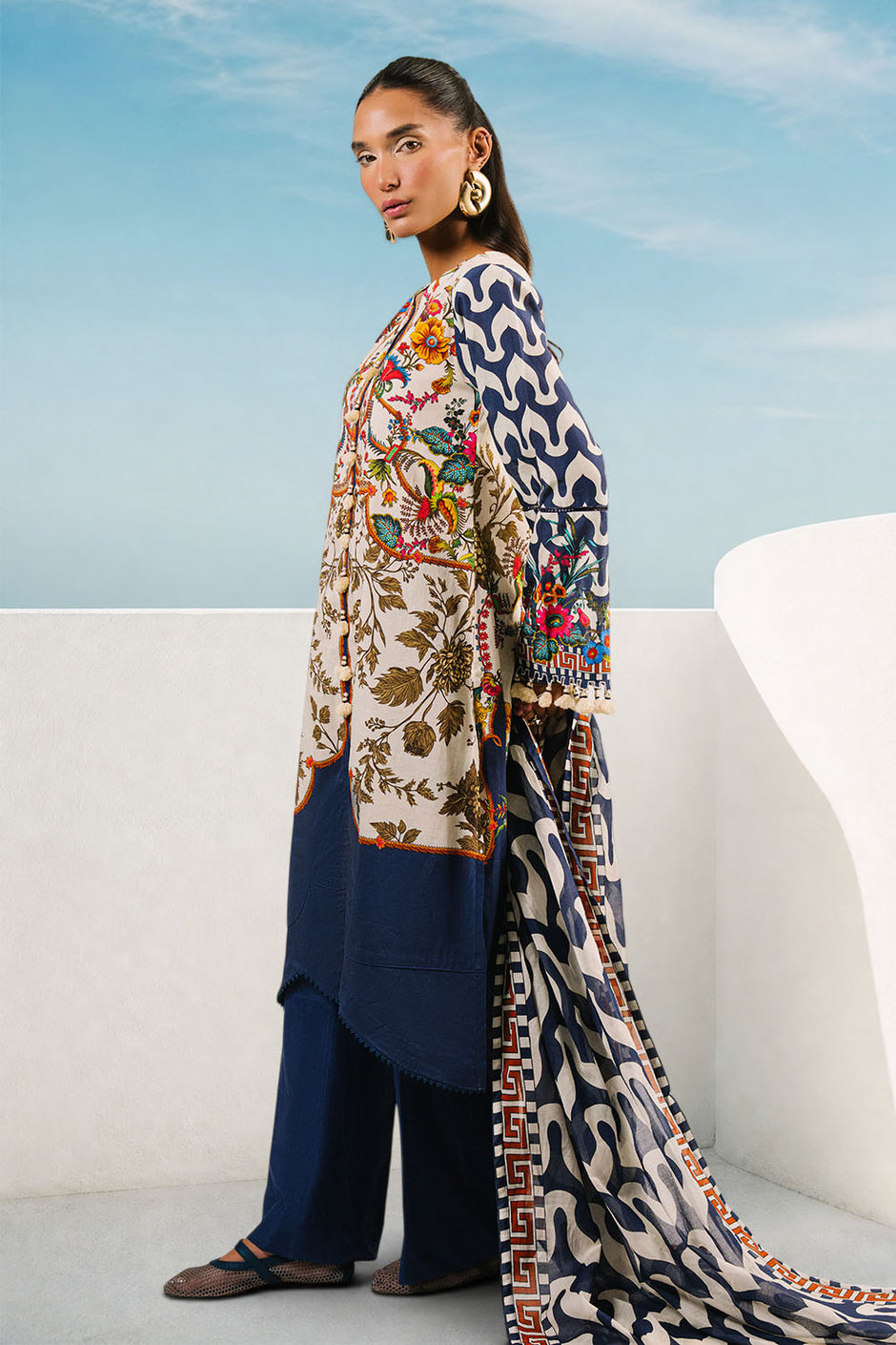 3 Piece Printed Cotton Suit with Printed Lawn Dupatta