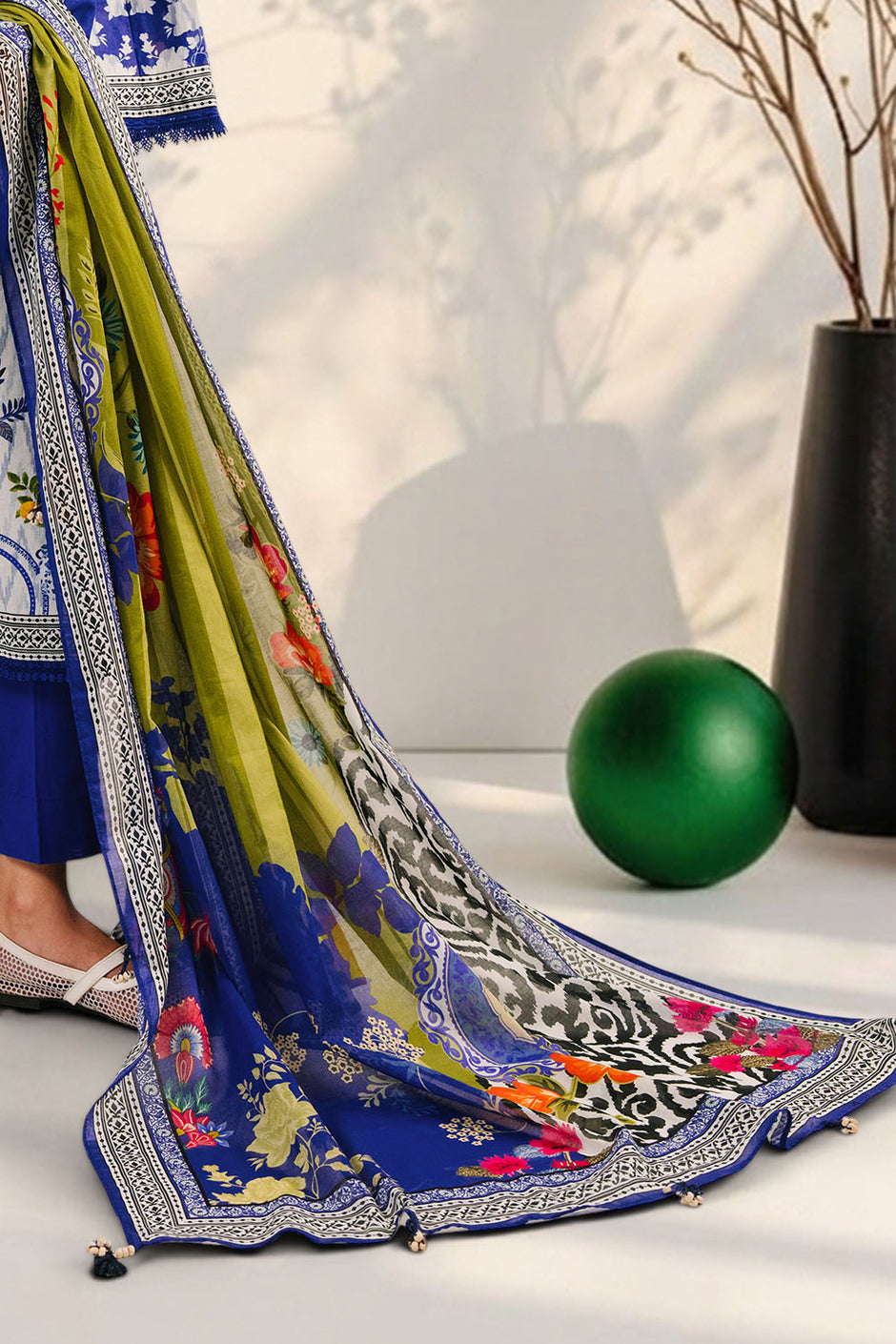 3 Piece Printed Cotton Suit with Printed Lawn Dupatta