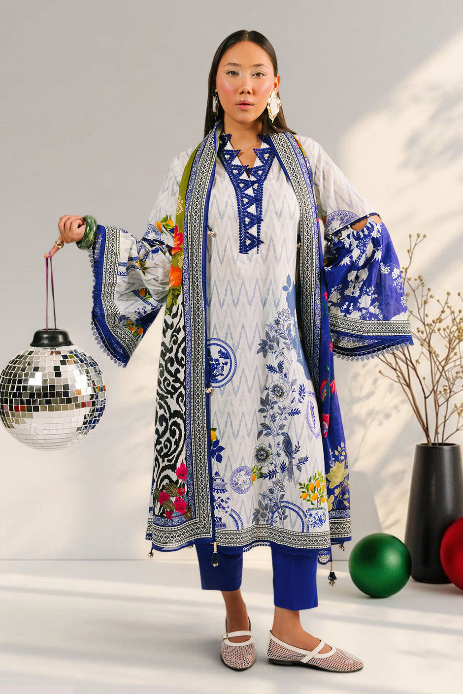 3 Piece Printed Cotton Suit with Printed Lawn Dupatta