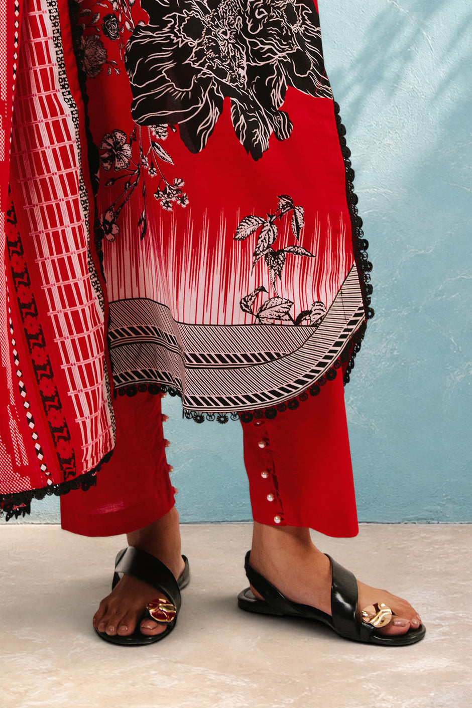 3 Piece Printed Cotton Suit with Printed Lawn Dupatta
