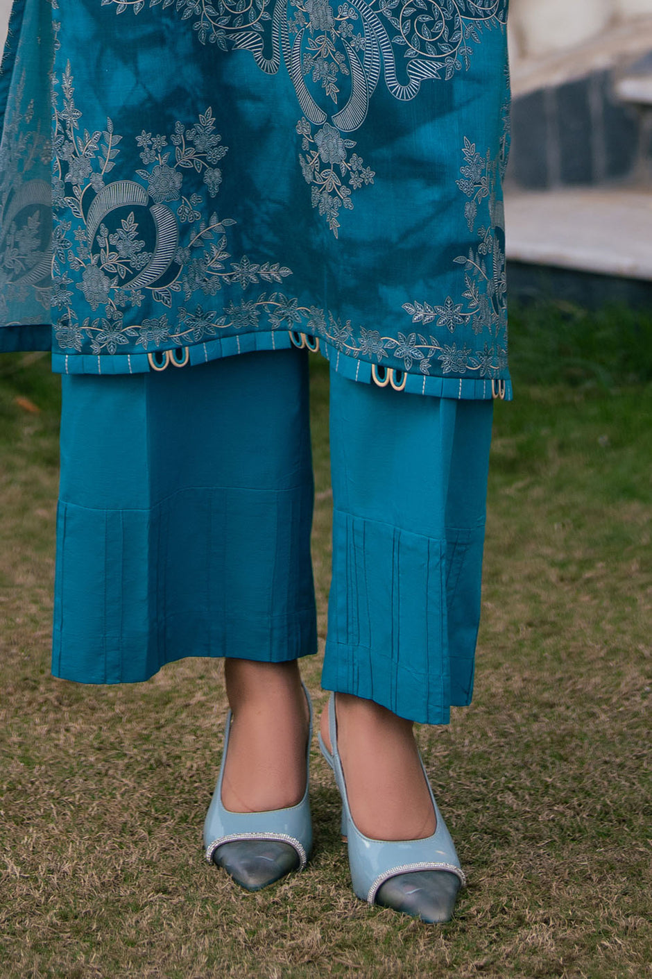 3 Piece Printed Cross Hatch Suit with Lawn Dupatta