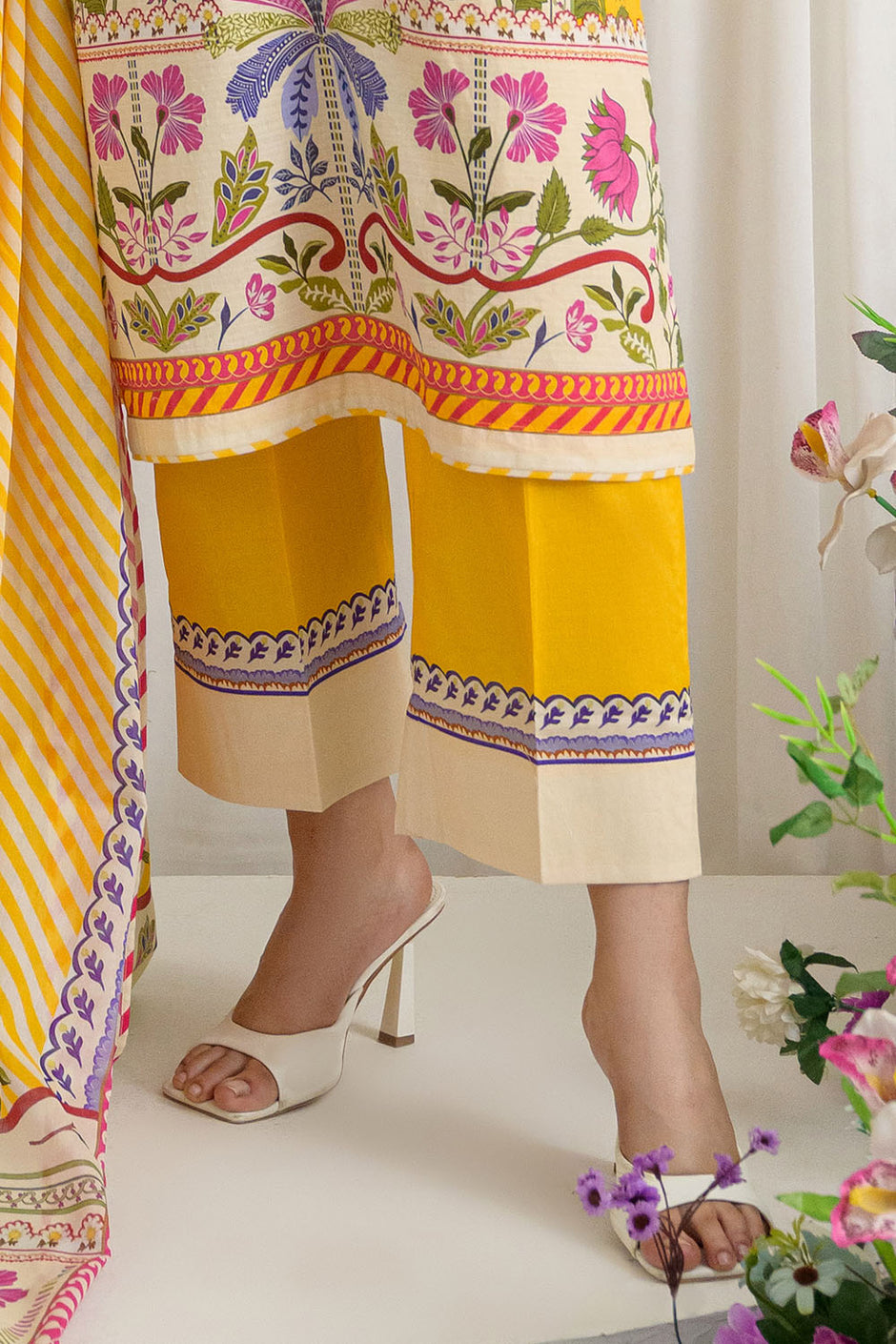 3 Piece Printed Dobby Suit with Printed Lawn Dupatta and Dyed Trouser