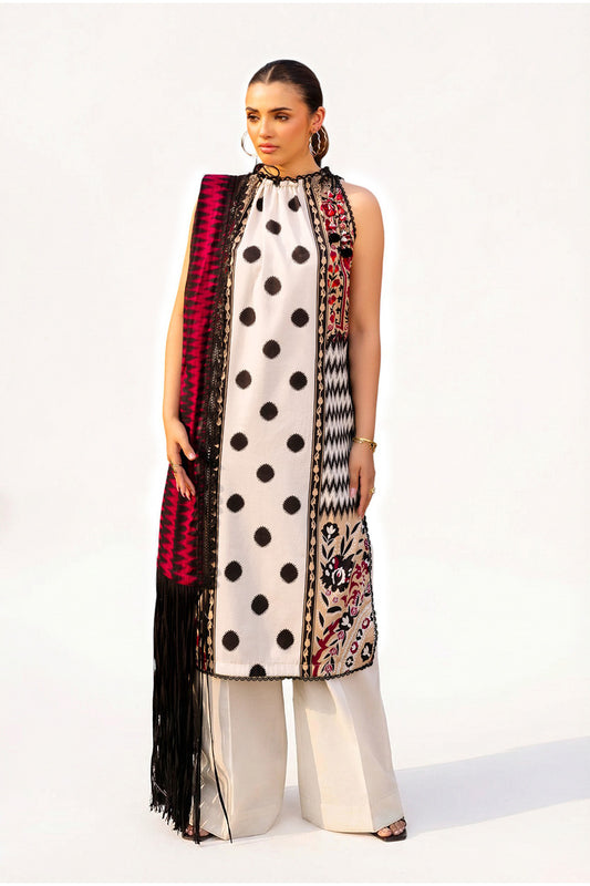 3 Piece Printed Lawn Suit with Crochet Lace CL-52440