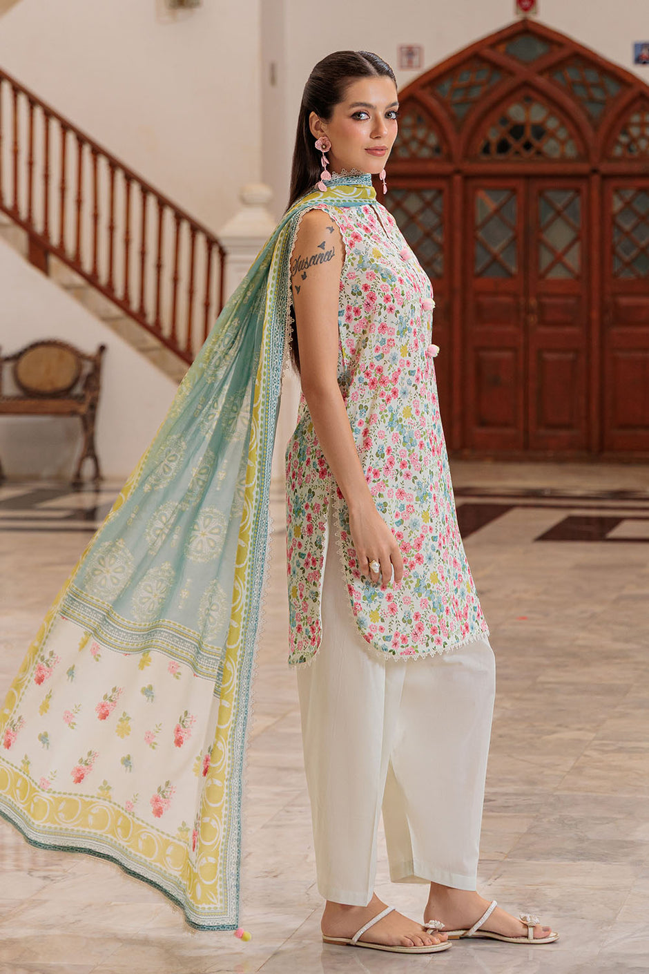 3 Piece Printed Lawn Suit and Dyed Trouser