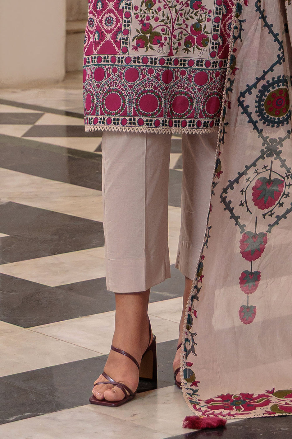 3 Piece Printed Lawn Suit and Dyed Trouser