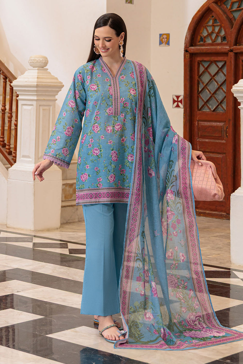 3 Piece Printed Lawn Suit and Dyed Trouser