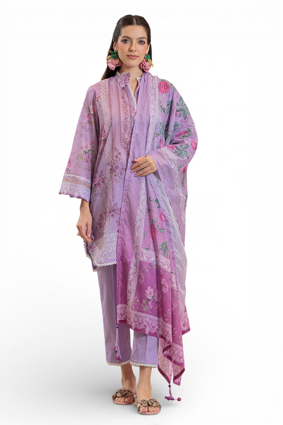 3 Piece Printed Lawn Suit and Dyed Trouser CL-62141