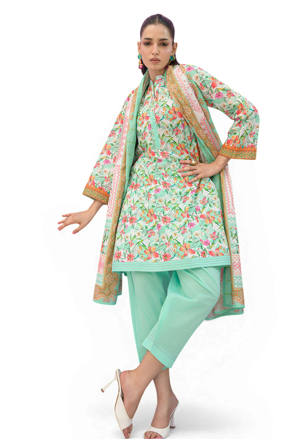 3 Piece Printed Lawn Suit and Dyed Trouser