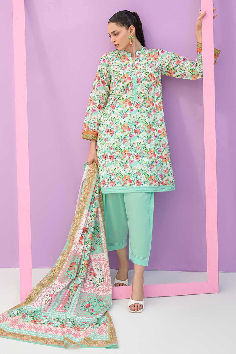 3 Piece Printed Lawn Suit and Dyed Trouser