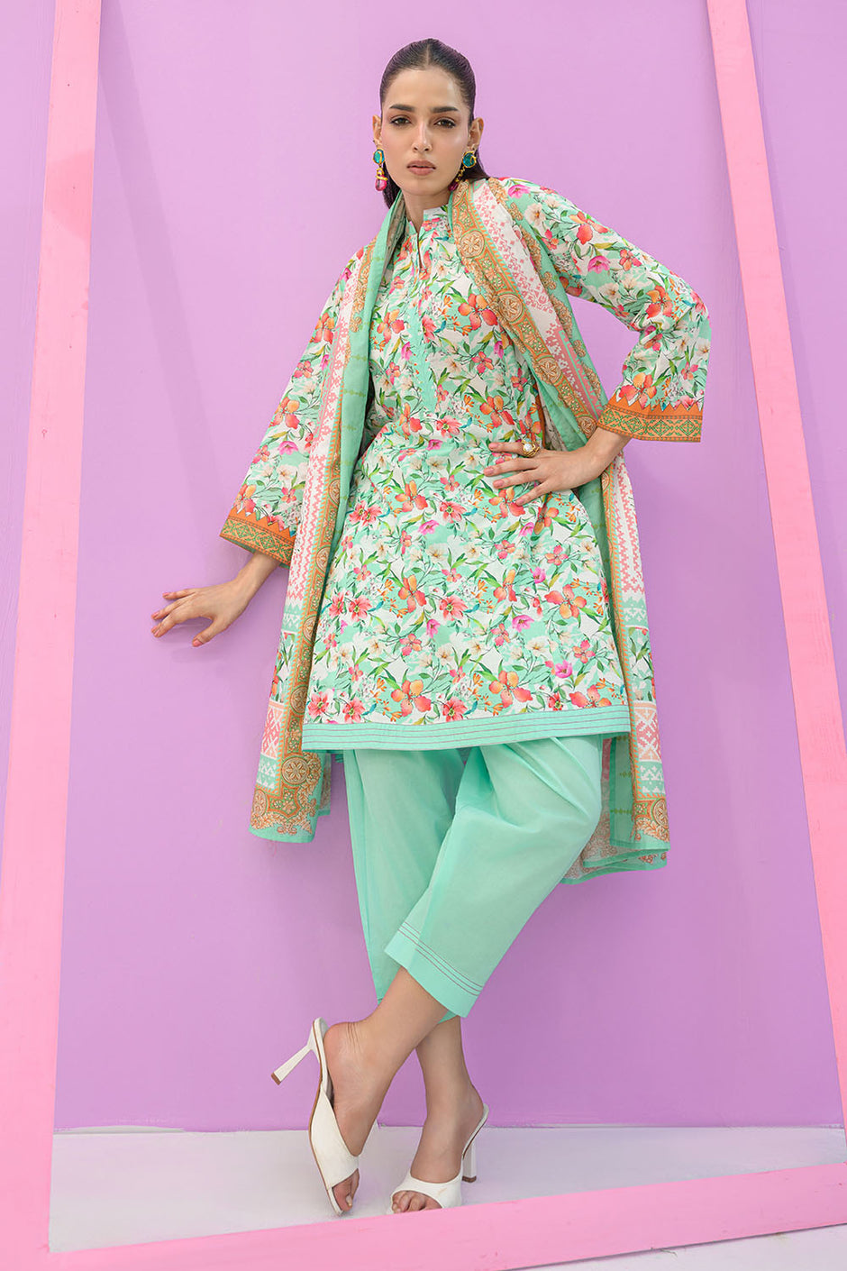 3 Piece Printed Lawn Suit and Dyed Trouser