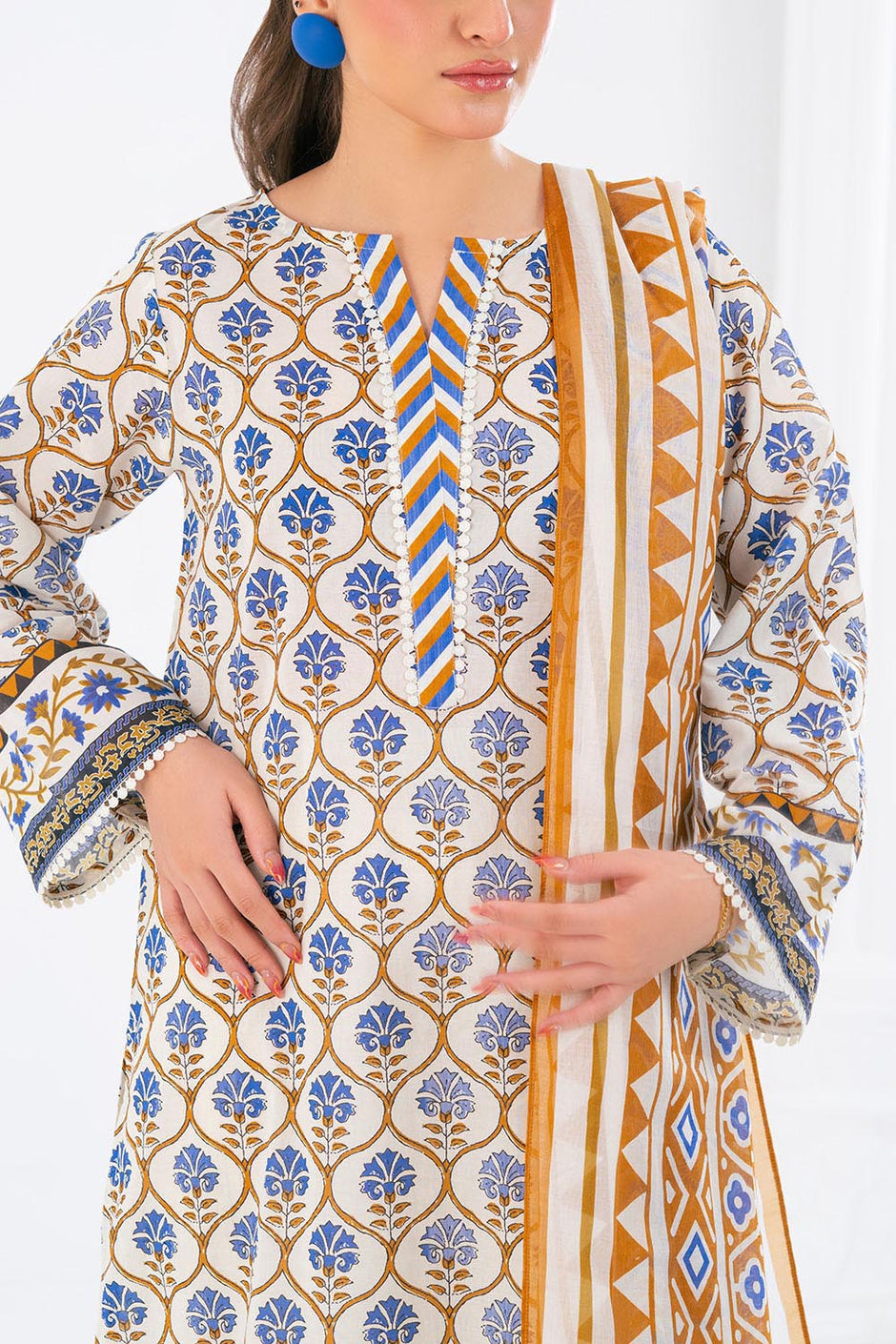 3 Piece Printed Lawn Suit with Dupatta